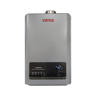 12L ট্যাংকবিহীন থার্মোস্ট্যাটিক ওয়াটার হিটার গ্রে ডুয়াল ফ্লু পাইপ